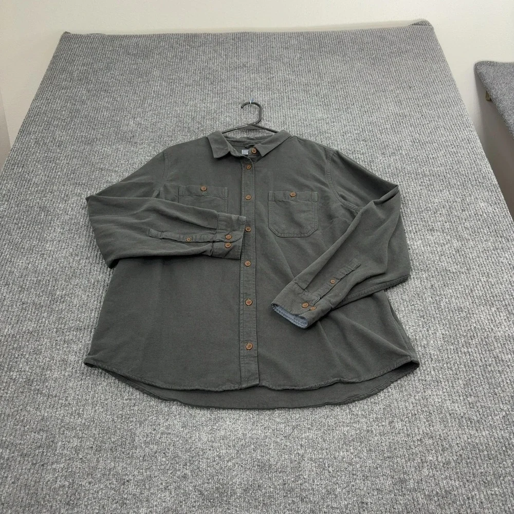 LL Bean Shirt Mens XL Gray Cotton Long Sleeve Button Up Outdoor Casual Style
